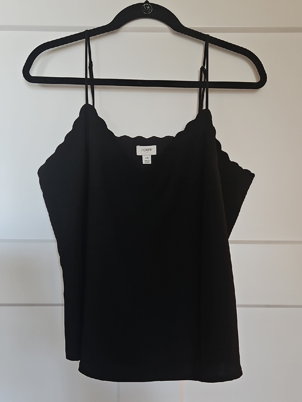 J. Crew Black Scalloped Edge Double Lined Silk Cami
